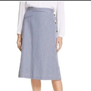 Nordstrom Signature Blue Stripe A-Line Skirt